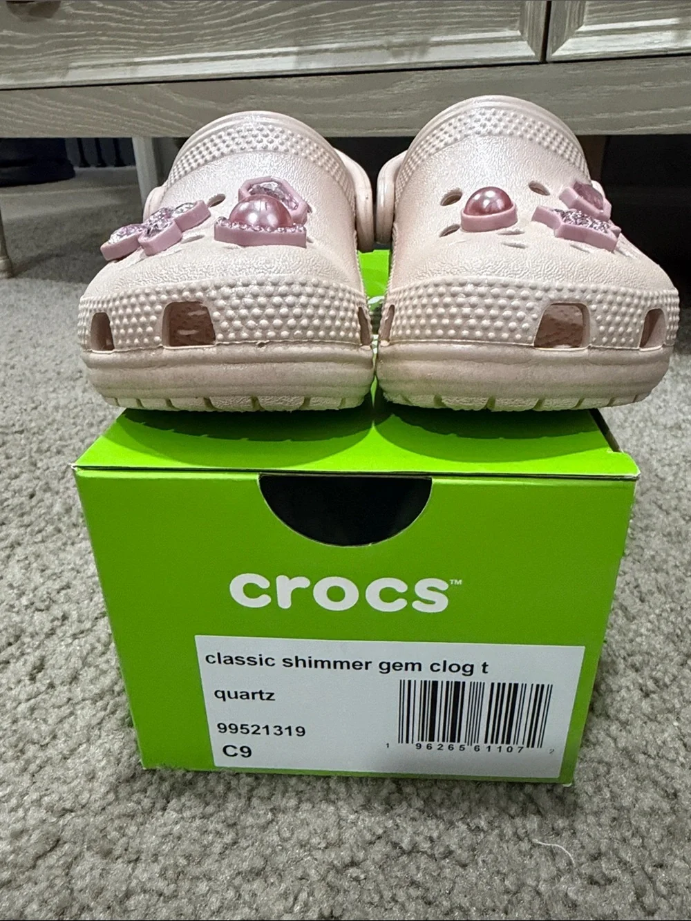 CROCS Kids Classic Shimmer Gem Clog in Quartz Pink